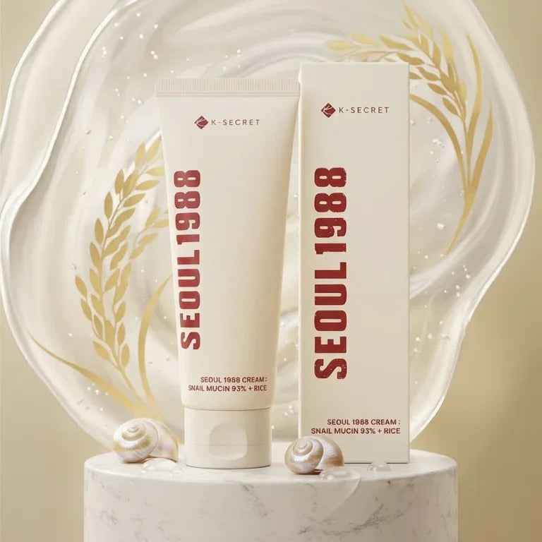 K-Secret Seoul 1988 Snail Mucin 93% + Rice Cream – Barrier Repair & Glass Skin Moisturizer
