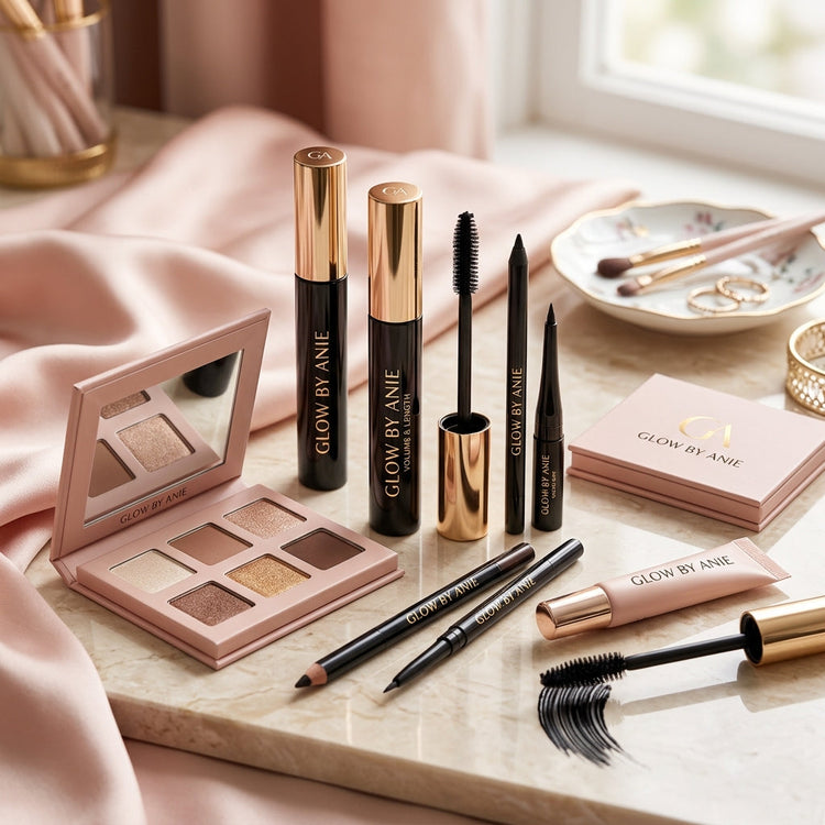 Eye cosmetics collection banner Glow By Anie
