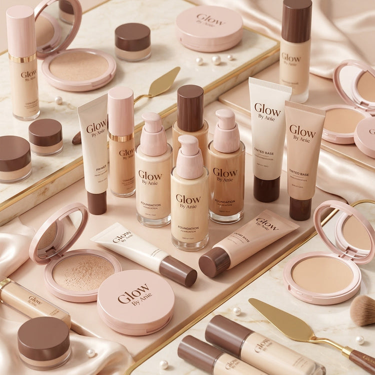 Face cosmetics collection banner Glow By Anie