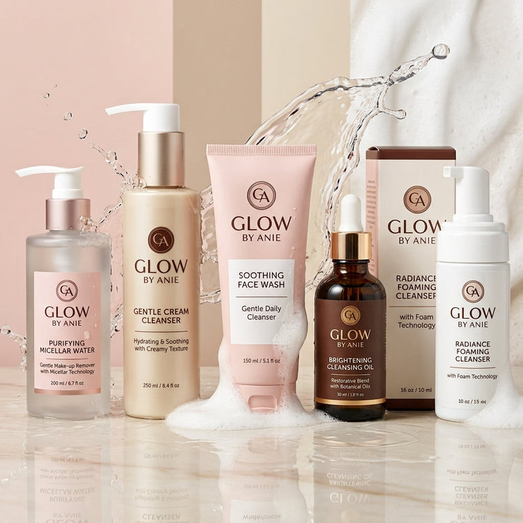 Facial cleansers skincare collection banner Glow By Anie