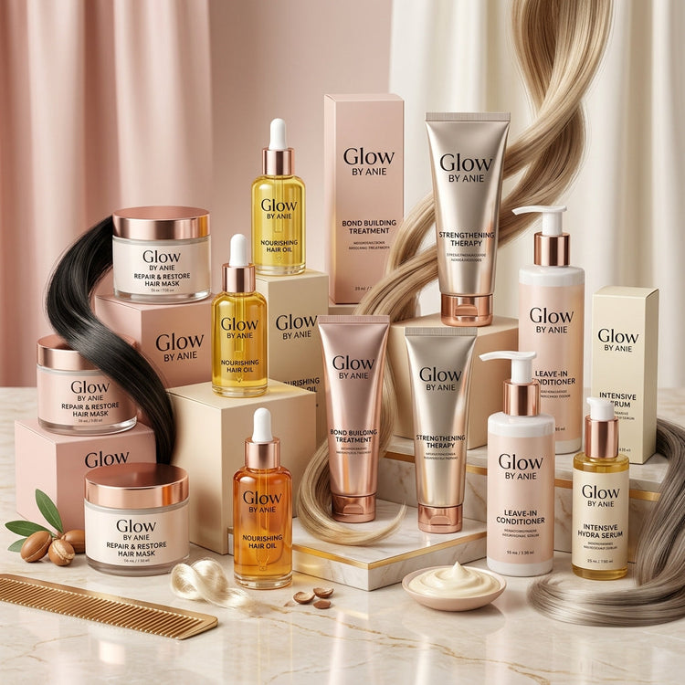Hair treatments collection banner Glow By Anie