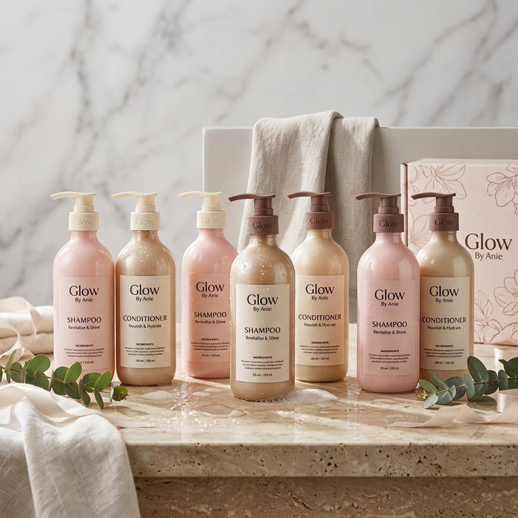Shampoo and conditioner collection banner Glow By Anie