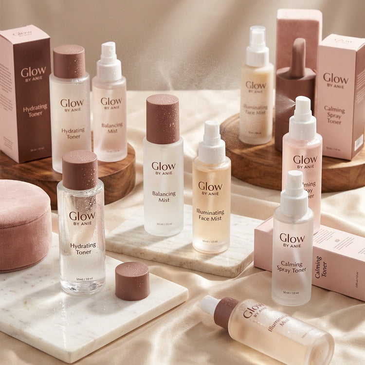 Toners and face mists skincare collection banner Glow By Anie
