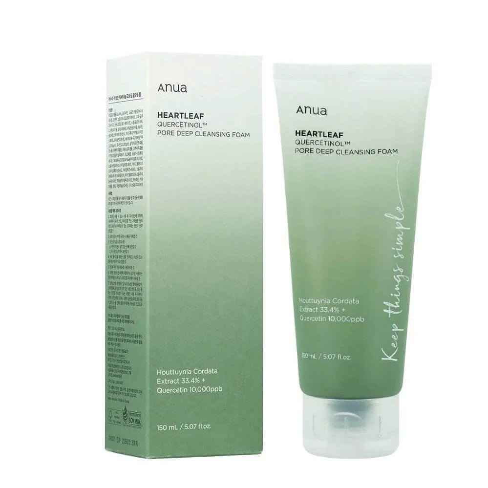 Anua Heartleaf Quercetinol Pore Deep Cleansing Foam 150ml – Gentle BHA Face Wash