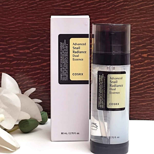COSRX Advanced Snail Radiance Dual Essence (80ml) – 2 - in - 1 Brightening & Hydrating Serum - Glow By Anie