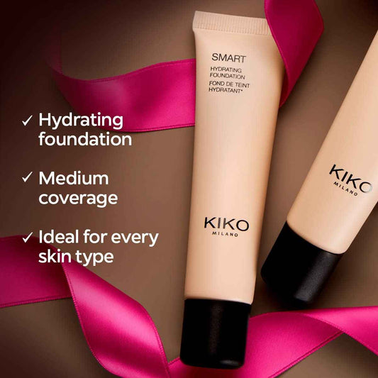 KIKO Milano Smart Hydrating Foundation 30ml – Medium Buildable Coverage with Satin Finish