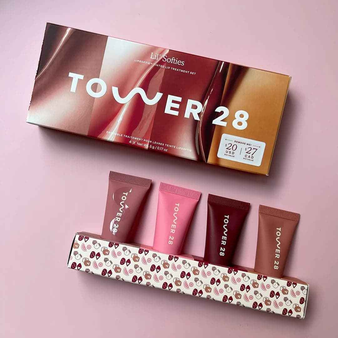 Tower 28 Lil’ Softies LipSoftie Tinted Lip Treatment Set – 4 Mini Hydrating Lip Balms